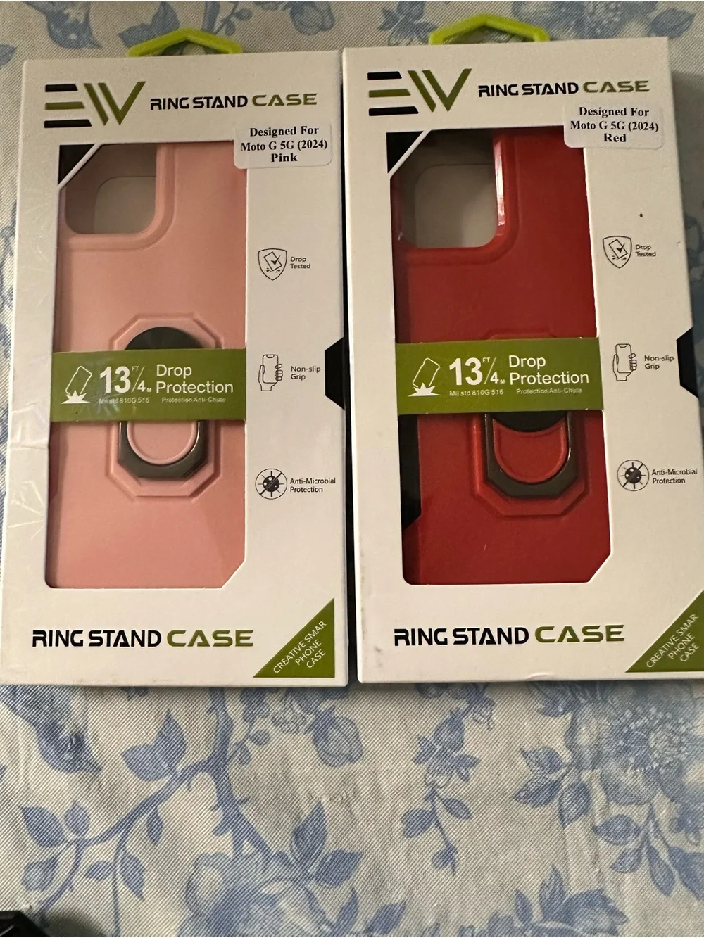 Bundle Ring Stand Cases for Moto G 5G (2024) - Pink & Red